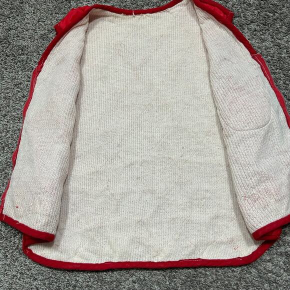 Vintage 60s Insulated Vest Full Zip Distressed Nylon Lightweight Workwear Red - Picture 4 of 12